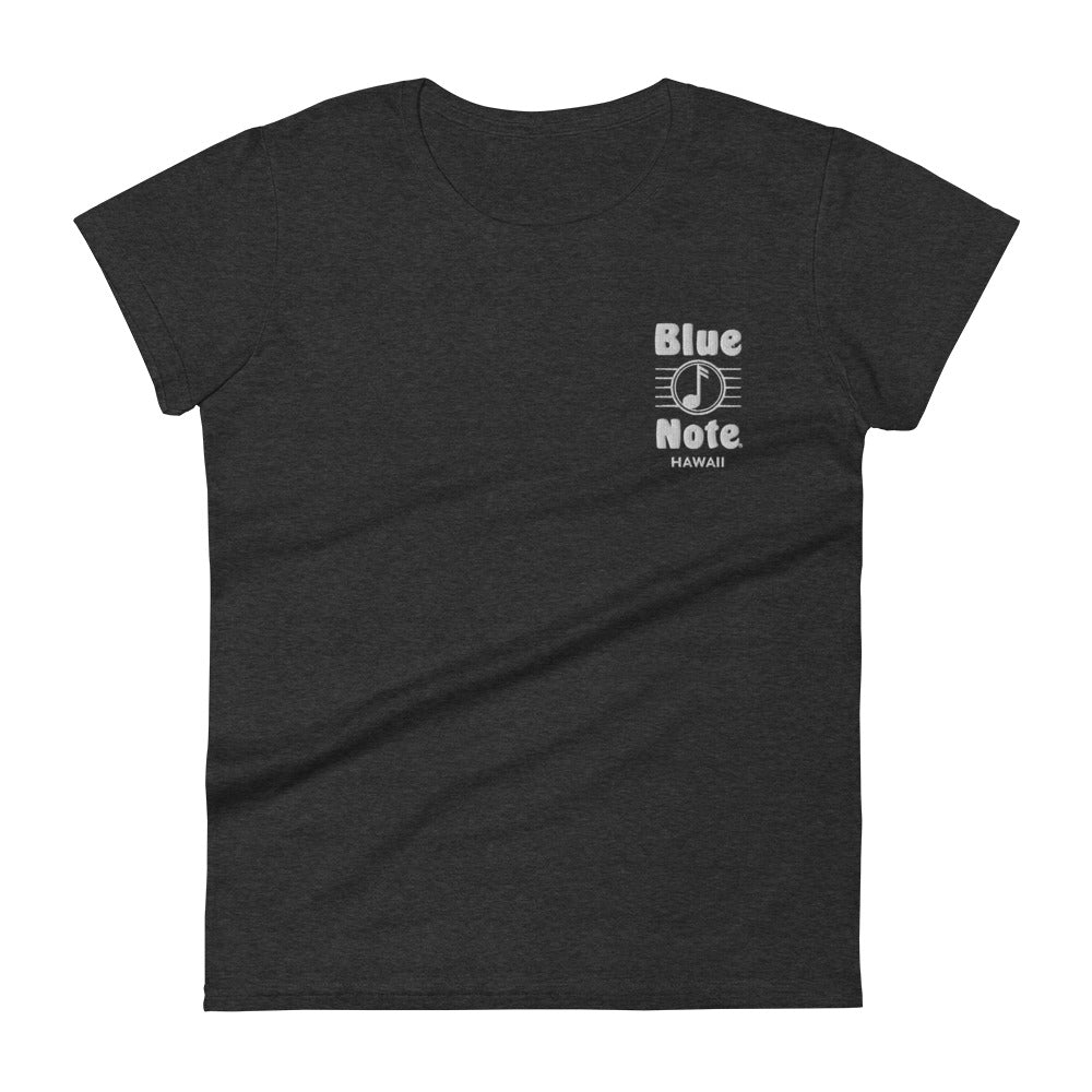 Ladies' Embroidered Blue Note Logo Tee - Gildan